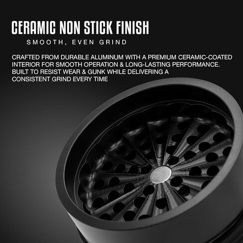 nugbuddy Herb & Spice Grinder | Toothless Mill | Non-Stick Ceramic Coating | Glass Chamber | Storage Compartment | Screen Free | Fluffy Grind | Kitchen Tool in Saudi Arabia