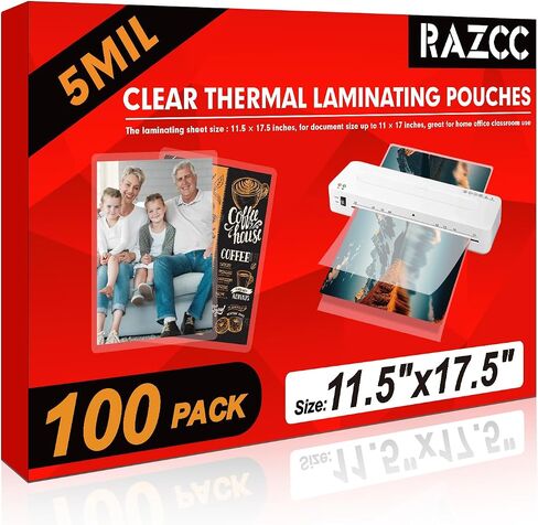 RAZCC Laminating Sheets, 500 Pack Clear Thermal Laminating Plastic Paper Laminator Sheets, 11 x 17-Inch, 5mil, Ideal Office or School Supplies in Saudi Arabia
