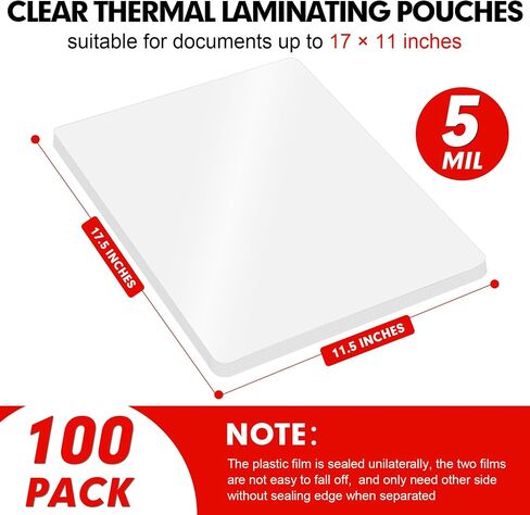 RAZCC Laminating Sheets, 500 Pack Clear Thermal Laminating Plastic Paper Laminator Sheets, 11 x 17-Inch, 5mil, Ideal Office or School Supplies in Saudi Arabia