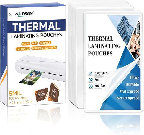 200 Pack 5mil 2.5" x 4.2" Thermal Laminating Pouches Badge Laminate Pouches Clear Laminated Luggage Tags Printable Laminator Pouches for Business Permits Cards in Kuwait