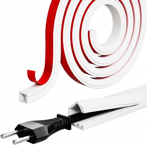 39" Flexible Cord Hider for 1 Cable,Side-Open Cord Covers for Wire on Wall | Self-Adhesive TV Cable Cover,Small Wire Concealer Hide Wires Along Wall,Cable Raceway for Home Office,White in Saudi Arabia