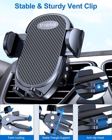 vanva Universal Air Vent Car Mount, [ Big Phones & Thick Case Friendly ] Cell Phone Holder for Car Hands Free Clamp Cradle Vehicle fit for All Apple Smartphone in Saudi Arabia