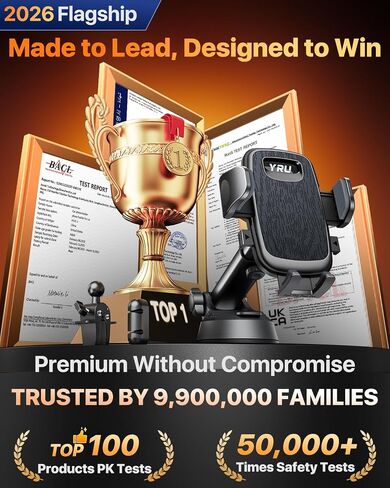 【2026 Best & Military-Grade】 360° Rotatable Suction Car Phone Holder Mount | 【100+LBS Safest Strongest & Patent Certs】Dashboard Windshield Vent Truck Stand for iPhone 17 16 Pro Max Samsung, Matt Black in Saudi Arabia