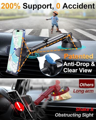 【2026 Best & Military-Grade】 360° Rotatable Suction Car Phone Holder Mount | 【100+LBS Safest Strongest & Patent Certs】Dashboard Windshield Vent Truck Stand for iPhone 17 16 Pro Max Samsung, Matt Black in Saudi Arabia
