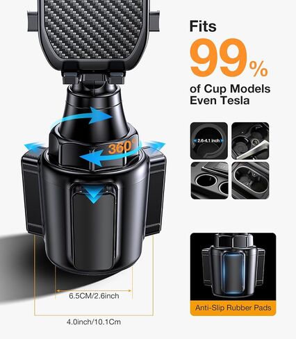 Coolpow Cup Holder Phone Holder for Car Phone Holder Cup Holder Phone Mount【Ultra Stable & Never Shake】Phone Holders for Your Car Cupholder Cell Phone Car Mount for iPhone 17 16 All 4"-7" Smartphones in Saudi Arabia