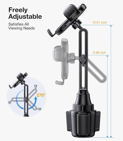 Coolpow Cup Holder Phone Holder for Car Phone Holder Cup Holder Phone Mount【Ultra Stable & Never Shake】Phone Holders for Your Car Cupholder Cell Phone Car Mount for iPhone 17 16 All 4"-7" Smartphones in Saudi Arabia