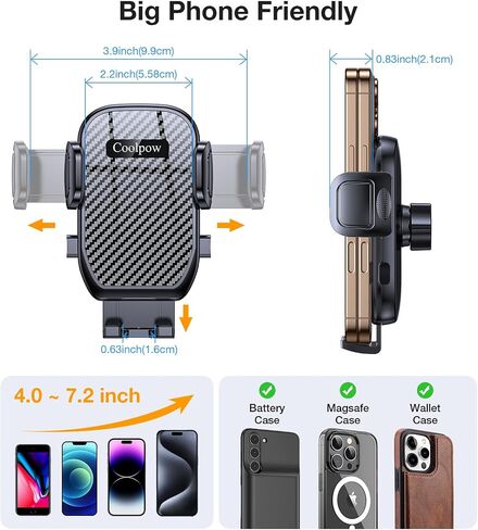Coolpow Cup Holder Phone Holder for Car Phone Holder Cup Holder Phone Mount【Ultra Stable & Never Shake】Phone Holders for Your Car Cupholder Cell Phone Car Mount for iPhone 17 16 All 4"-7" Smartphones in Saudi Arabia