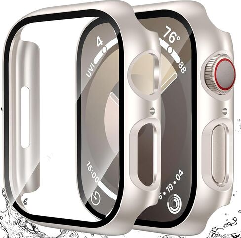 [2 Pack] Waterproof Case for Apple Watch Series 11/10 46mm with Tempered Glass Screen Protector, Full Coverage Protective Hard PC Cover for iWatch 46mm in Saudi Arabia