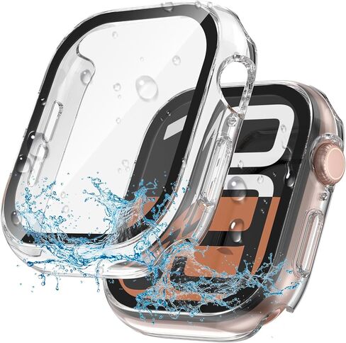 YIJDACASE 2 in 1 Waterproof Case for 40mm Apple Watch SE 3/2/1 Series 6/5/4 | 40mm PC Bumper Face Cover Built-in 9H Tempered Glass Screen Protector, Sensitive Touch Scratch,Matte Black in Saudi Arabia