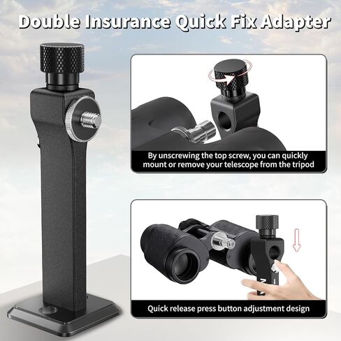 MAIRAN Binocular Tripod Adapter with 1/4-20" & 3/8-16" Thread | Quick Release Detachable Binocular Mount for 8x42 10x50 15x60 15x70 20x80 25x70 Binoculars etc Model in Saudi Arabia