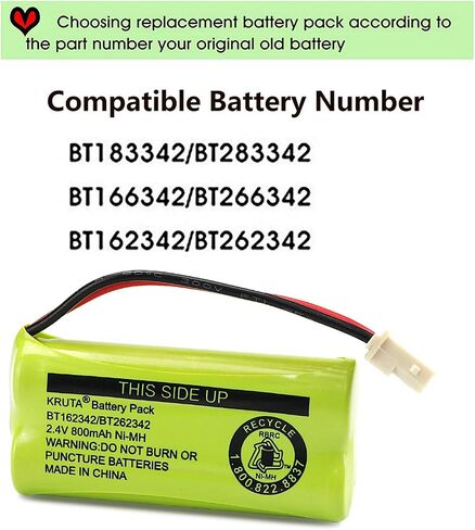 BT166342 BT266342 Battery 2.4V 800mah Replacement Battery Pack Compatible with for BT183342 BT283342 BT162342 BT262342 VTech CS6114 CS6419 CS6719 at&T EL52300 CL80111 Cordless Phone (Pack 4) in Saudi Arabia