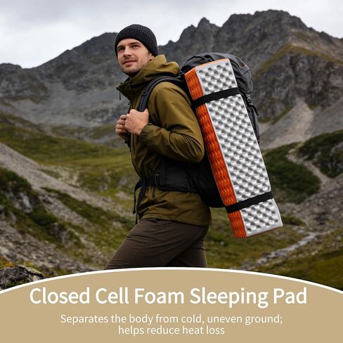 Closed Cell Foam Sleeping Pad, Folding Lightweight Sleeping Mat with Foam and Moisture Proof Aluminum Layer, Portable Foldable Camping Pad for Hiking Backpacking Car Camping Picnic in Kuwait