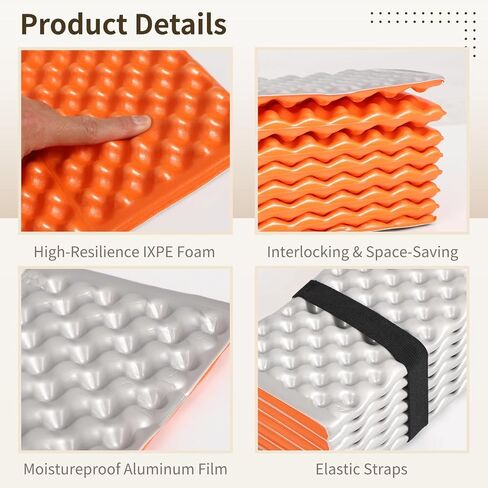Closed Cell Foam Sleeping Pad, Folding Lightweight Sleeping Mat with Foam and Moisture Proof Aluminum Layer, Portable Foldable Camping Pad for Hiking Backpacking Car Camping Picnic in Kuwait