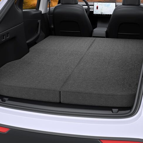 Ferlizer 4" Memory Foam Camping Mattress for Tesla Model 3, 74" x 43" | Foldable Car Sleeping Pad with Plush Washable Cover, CertiPUR-US Certified Medium-firm pressure relief, spacious for 2 adults in Kuwait