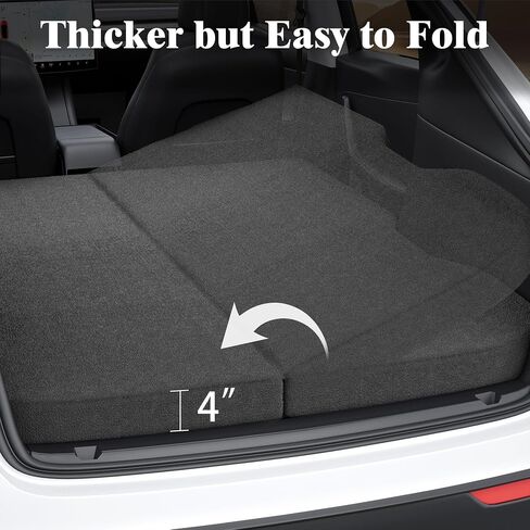 Ferlizer 4" Memory Foam Camping Mattress for Tesla Model 3, 74" x 43" | Foldable Car Sleeping Pad with Plush Washable Cover, CertiPUR-US Certified Medium-firm pressure relief, spacious for 2 adults in Kuwait