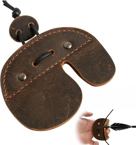 2 PCS Leather Archery Finger Tab, Professional Archery Finger Guard for Recurve Bow Shooting Practice, Adjustable Shooting Tabs Finger Saver Protect Guard for Adult Men and Women, Dark Brown in Saudi Arabia