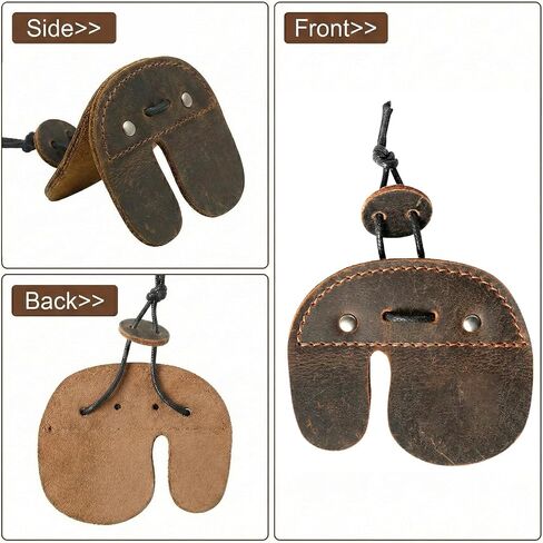 2 PCS Leather Archery Finger Tab, Professional Archery Finger Guard for Recurve Bow Shooting Practice, Adjustable Shooting Tabs Finger Saver Protect Guard for Adult Men and Women, Dark Brown in Saudi Arabia