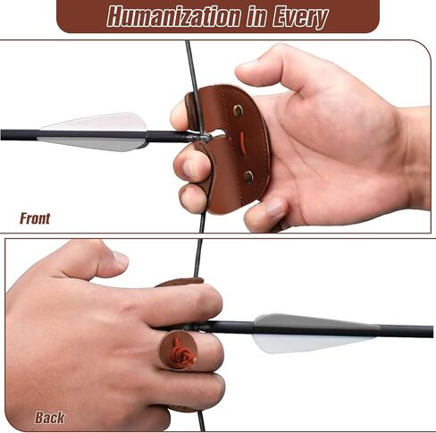 2 PCS Leather Archery Finger Tab, Professional Archery Finger Guard for Recurve Bow Shooting Practice, Adjustable Shooting Tabs Finger Saver Protect Guard for Adult Men and Women, Dark Brown in Saudi Arabia
