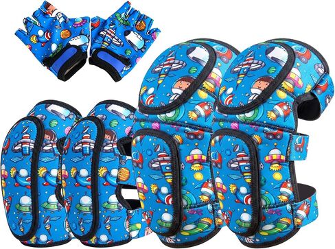 Soft-Style Kids Protective Gear Knee & Elbow Pads with Bike Gloves | For Boys and Girls Age 3-12, Multi-sport for Bicycle, Balance Bike, Kick-Scooter, Skateboard, Roller Skates in Saudi Arabia