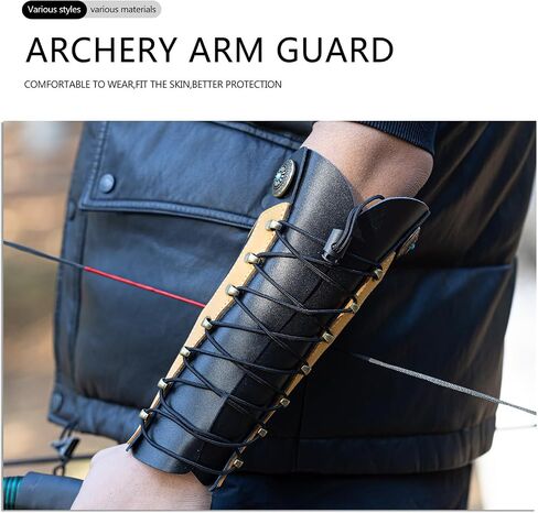 Handmade Leather Arm Guard & Shooting Glove - Adjustable Wristband Protector for Hunting & Archery - Unisex Medieval Style Bracer in Kuwait