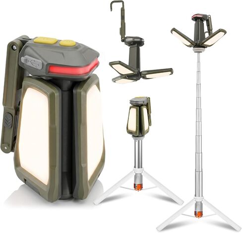 Telescopic Camping Lights with Stand, Cordless Work Light 3 LED Lamp Heads | 4.5ft Height,2000 Lumens Dimmable,Magnetic base IPX4 Waterproof for Camping,garage Emergency Outdoor. in Saudi Arabia
