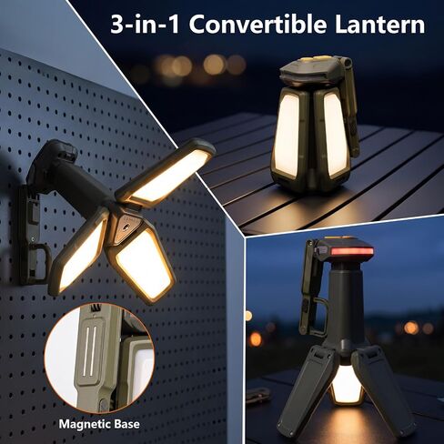 Telescopic Camping Lights with Stand, Cordless Work Light 3 LED Lamp Heads | 4.5ft Height,2000 Lumens Dimmable,Magnetic base IPX4 Waterproof for Camping,garage Emergency Outdoor. in Saudi Arabia