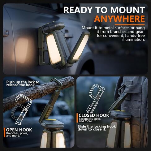 Telescopic Camping Lights with Stand, Cordless Work Light 3 LED Lamp Heads | 4.5ft Height,2000 Lumens Dimmable,Magnetic base IPX4 Waterproof for Camping,garage Emergency Outdoor. in Saudi Arabia
