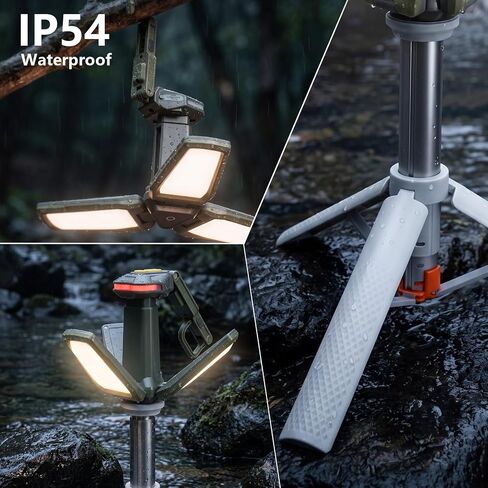 Telescopic Camping Lights with Stand, Cordless Work Light 3 LED Lamp Heads | 4.5ft Height,2000 Lumens Dimmable,Magnetic base IPX4 Waterproof for Camping,garage Emergency Outdoor. in Saudi Arabia