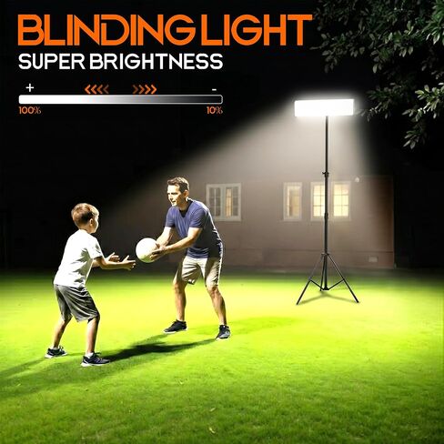 Portable Rechargeable LED Work Light with Tripod Stand, 10000mAh Battery Powered Dimmable Cordless Megnetic Camping Lamps for Sports/Car /Emergency/Garage/Fish in Saudi Arabia