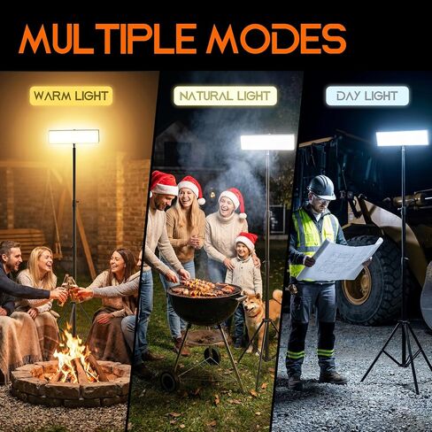 Portable Rechargeable LED Work Light with Tripod Stand, 10000mAh Battery Powered Dimmable Cordless Megnetic Camping Lamps for Sports/Car /Emergency/Garage/Fish in Saudi Arabia