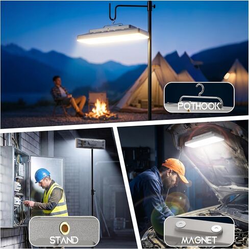 Portable Rechargeable LED Work Light with Tripod Stand, 10000mAh Battery Powered Dimmable Cordless Megnetic Camping Lamps for Sports/Car /Emergency/Garage/Fish in Saudi Arabia