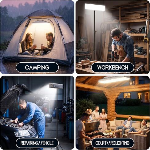 Portable Rechargeable LED Work Light with Tripod Stand, 10000mAh Battery Powered Dimmable Cordless Megnetic Camping Lamps for Sports/Car /Emergency/Garage/Fish in Saudi Arabia