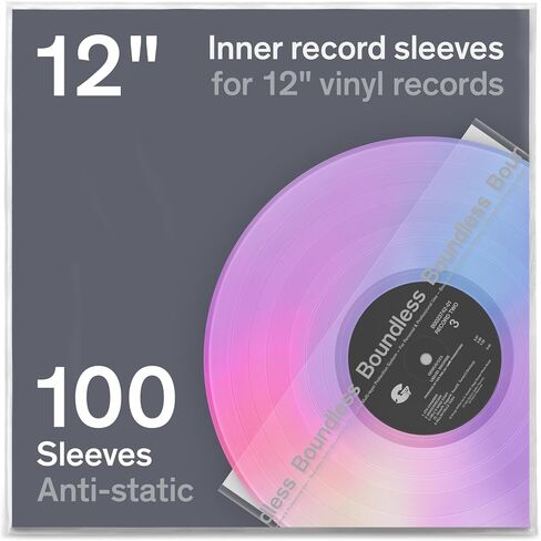 Boundless Audio Vinyl Record Sleeves - 50 x Premium Vinyl Inner Sleeves | Anti-Static Rice Paper & HDPE - Acid-Free 3-Layer Polylined - Archival Protection for 12" LP Album Covers in Storage in Saudi Arabia