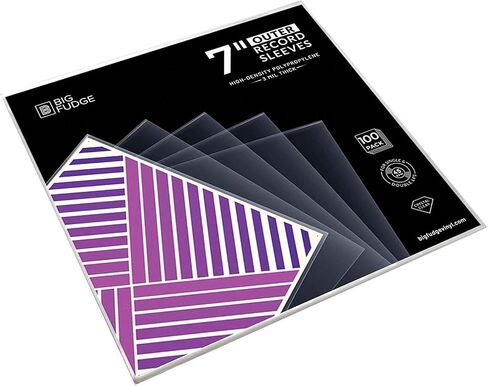BIG FUDGE 7" Vinyl Record Sleeves - Outer Sleeves 100 Pack - Crystal Clear High-Density Polypropylene Vinyl Covers - Vinyl Accessories Protect LP Albums from Dust, Dirt & Scratches in Saudi Arabia