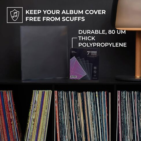BIG FUDGE 7" Vinyl Record Sleeves - Outer Sleeves 100 Pack - Crystal Clear High-Density Polypropylene Vinyl Covers - Vinyl Accessories Protect LP Albums from Dust, Dirt & Scratches in Saudi Arabia