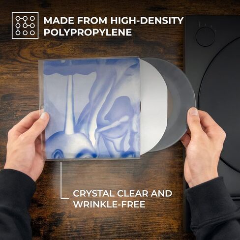BIG FUDGE 7" Vinyl Record Sleeves - Outer Sleeves 100 Pack - Crystal Clear High-Density Polypropylene Vinyl Covers - Vinyl Accessories Protect LP Albums from Dust, Dirt & Scratches in Saudi Arabia