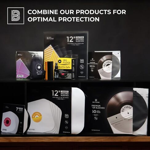 BIG FUDGE 7" Vinyl Record Sleeves - Outer Sleeves 100 Pack - Crystal Clear High-Density Polypropylene Vinyl Covers - Vinyl Accessories Protect LP Albums from Dust, Dirt & Scratches in Saudi Arabia