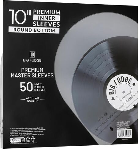Big Fudge Vinyl Premium 10-Inch Round Bottom Inner Vinyl Sleeves - Anti Static Rice Paper for Dust-Free Records - Covers for Vinyl Record Storage & Vinyl Accessories - 50pcs Pack in Saudi Arabia