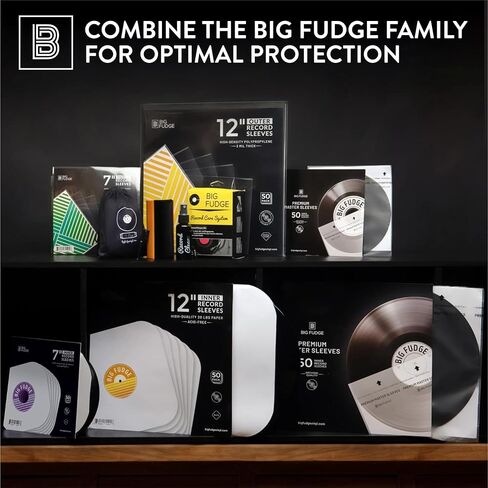 Big Fudge Vinyl Premium 10-Inch Round Bottom Inner Vinyl Sleeves - Anti Static Rice Paper for Dust-Free Records - Covers for Vinyl Record Storage & Vinyl Accessories - 50pcs Pack in Saudi Arabia