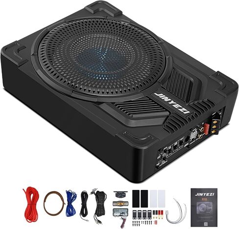 10" 1200W Under Seat Car Subwoofer, Aluminum Housing, Black | Upgraded IRS2095 (IC) + IRL540N (MOSFET) Class D Amplifier, Upgrade Bass Enhancement and Cooling, Independent Low-Pass Filter in Saudi Arabia