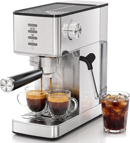 Kismile 20 Bar Espresso Machine with Milk Frother, 3-in-1 Compact Coffee Machine & Cappuccino Maker for Home, Durable Metal Housing, 1.4L Removable Water Tank & Cup Warmer, Stainless Steel Filter in Saudi Arabia