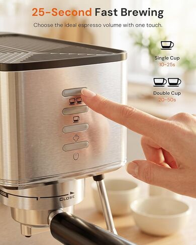 Kismile 20 Bar Espresso Machine with Milk Frother, 3-in-1 Compact Coffee Machine & Cappuccino Maker for Home, Durable Metal Housing, 1.4L Removable Water Tank & Cup Warmer, Stainless Steel Filter in Saudi Arabia