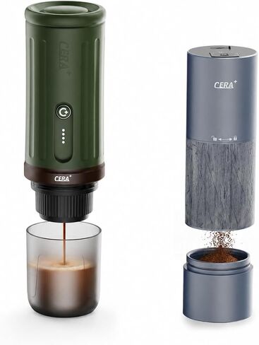 CERA+ Portable Espresso Maker & Grinder Bundle, Travel Coffee Kit | PCM03S espresso maker with CGE01 grinder, creating fresh-ground coffee with a nature-inspired premium design. in Saudi Arabia