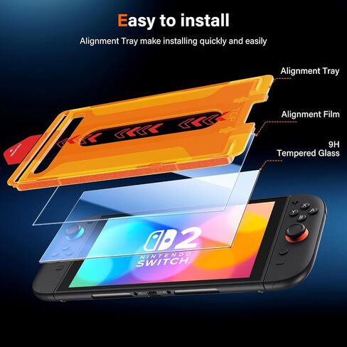 UniqueMe 2 Pack for Nintendo Switch 2 Screen Protector 2025-7.9 inch | NS2 Screen, Easy Installation Kit, Military Grade Shatterproof, 9H Tempered Glass for Switch 2 Screen, Case Friendly in Saudi Arabia