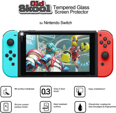 واقي شاشة زجاجي مقوى من Old Skool متوافق مع Nintendo Switch 2 Pack in Kuwait