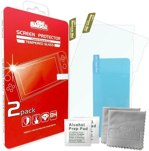 واقي شاشة زجاجي مقوى من Old Skool متوافق مع Nintendo Switch 2 Pack in Kuwait