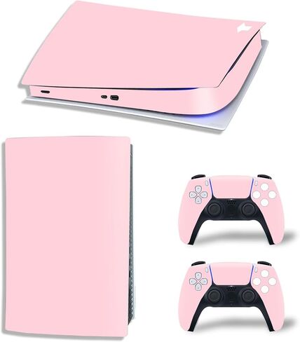 Sticker Wrap Console Skin Compatible with PS5 Digital (Pink) | Game Accessories Vinyl Decal, Wireless Controller Protective Cover in Saudi Arabia