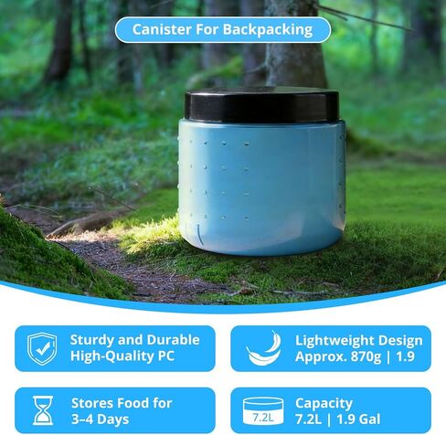 Bear Canister for Backpacking, Outdoor Airtight Food Storage Container, 7.2 Liters, Backpacking, Anti-Opening Device, Storage Containers, Hiking, Fishing, Hunting, Bikepacking in Saudi Arabia