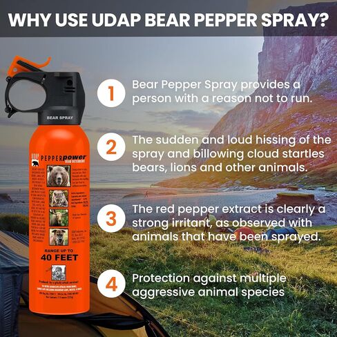 UDAP SOG3 Bear, Mountain Lion, Dog, Coyote, and Moose Spray with Griz Guard Holster 40 Foot Powerful Fog Deterrent. 3 Pack in Saudi Arabia