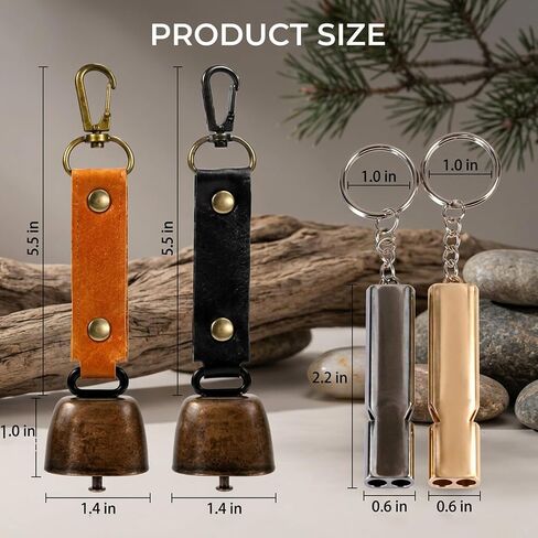 4PCS Bear Bells for Hiking, Bear Bell and Bear Whistle Set, Outdoor Safety Alert for Bear Country, Camping and Wildlife Protection, Hiking Bear Bells with Whistle for Backpacking and Trekking in Saudi Arabia